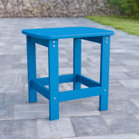 Flash Furniture JJ-T14001-BLU-GG Charlestown All-Weather Poly Resin Wood Adirondack Side Table in Blue